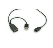 ROLINE USB2.0 Y Cable, 2x Type A M/F - 1x MicroB M, 1m (19.08.1009)