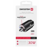 Swissten Nano Metal Car Charger Adapter 2xUSB-C with 30W PD / SCP (20111800)