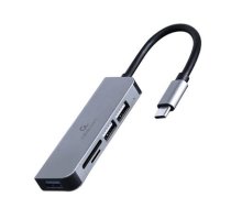 USB Centrmezgls Gembird USB Type-C 3-port with Card Reader (UHB-CM-CRU3P1U2P2-01)
