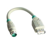 Lindy USB - PS/2 Port Adapter PS/2 cable 0.15 m 6-p Mini-DIN USB A Grey (70002)