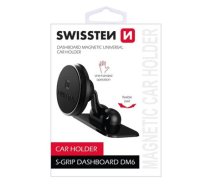 Swissten Uchwyt magnetyczny do telefonu lub GPS Swissten do samochodu, S-Grip Dashboard DM6, czarny, metal, z klejem, czarna, telefon (65010420)