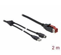 Delock PoweredUSB cable male 24 V to USB Type-A male + Mini-DIN 3 pin male 2 m for POS printers and terminals (85941)