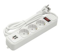 Extension cord 1.8m, 3 sockets + 2 USB, with switch (PPSA10M18S3U)