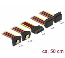 Delock Cable SATA 15 pin power plug with latching function > SATA 15 pin power receptacle 2 x down / 2 x up 50 cm (60155)