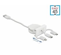 Delock Easy 45 Module USB 2.0 3 in 1 Retractable Cable USB Type-A to USB-C™, Micro USB and Lightning white (81375)