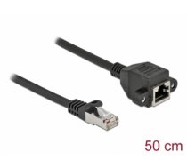 Delock Network Extension Cable S/FTP RJ45 plug to RJ45 jack Cat.6A 50 cm black (86999)