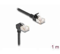 Delock RJ45 Network Cable Cat.6A S/FTP Slim 90° upwards angled / straight 1 m black (80287)