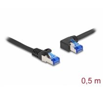 Delock RJ45 Network Cable Cat.6A S/FTP straight / left angled 0.5 m black (80217)
