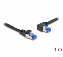 Delock RJ45 Network Cable Cat.6A S/FTP straight / left angled 1 m black (80218)