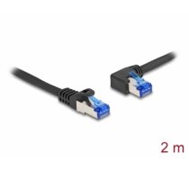 Delock RJ45 Network Cable Cat.6A S/FTP straight / left angled 2 m black (80219)