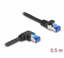 Delock RJ45 Network Cable Cat.6A S/FTP straight / right angled 0.5 m black (80221)