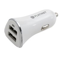 Platinet car charger + cable 2xUSB 3400mA, white (43720) (43720)