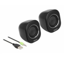 Delock Mini Stereo PC Speaker with 3.5 mm stereo jack male and USB powered (27002)