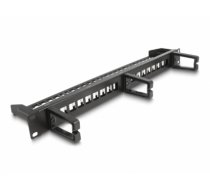 Delock 19″ Keystone Patch Panel 16 port with 3 hooks and strain relief 1U black (66237)