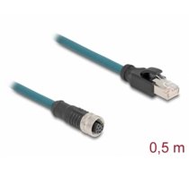 Delock M12 Adapter Cable A-coded 8 pin female to RJ45 male 50 cm (60074)