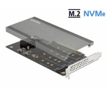 Delock PCI Express x16 Card to 4 x internal NVMe M.2 Key M with Heat Sink and Fan - Bifurcation (90050)