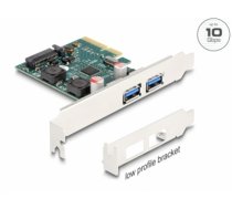 Delock PCI Express x4 Card to 2 x external USB 10 Gbps Type-A female - Low Profile Form Factor (90106)