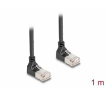 Delock RJ45 Network Cable Cat.6A S/FTP Slim 90° downwards / downwards angled 1 m black (80299)