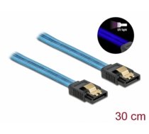 Delock SATA 6 Gb/s Cable UV glow effect blue 30 cm (82127)
