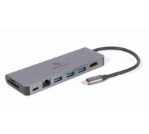 Dokastacija Gembird USB Type-C 5-in-1 multi-port adapter (Hub + HDMI + PD + card reader + LAN) (A-CM-COMBO5-05)