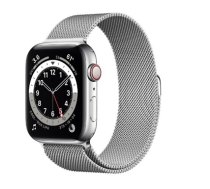 Išmanusis laikrodis APPLE Watch 6 GPS + Cellular, 44mm Silver Stainless Steel Case, Silver Loop (M09E3UL/A)
