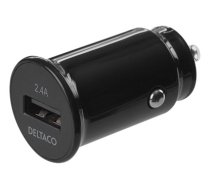 Kompaktiško dydžio DELTACO 12/24 V USB automobilinis įkroviklis su 1x USB-A jungtimi, USB-CAR123 (USB-CAR123)
