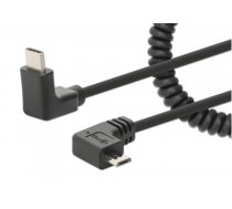 Manhattan USB-C to Micro-USB Cable, 1m, Male to Male, Black, 480 Mbps (USB 2.0), Tangle Resistant Curly Design, Angled Connectors, Ideal for Charging Cabinets/Carts, Hi-Speed USB, Lifetime Wa (356244)