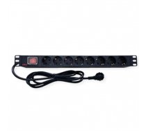 ROLINE PDU for Cabinet, 8x socket, 45°, 16A, with Switch, black, 2 m (19.07.1619)