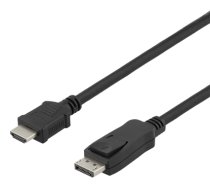 Kabelis DELTACO DisplayPort į HDMI, 4K UHD, 1m, juodas / 00110011 (00110011)
