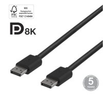 Kabelis DELTACO DisplayPort, 8K, DP 1.4, 1m, juodas / 00110014 (00110014)