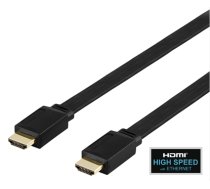 Kabelis DELTACO Flat High Speed su Ethernet HDMI, 4K UHD, 2m, juodas / HDMI-1020F-K / 00100005 (00100005)