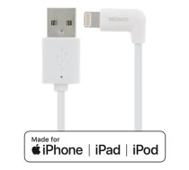 Mob. telefono kabelis DELTACO kampinis, USB-iPhone, iPad, iPod 2.4A, 1m, baltas / IPLH-176 (IPLH-176)