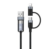 Mob.telefono kabelis Tellur 4in1 USB/Type-C to Type-C (PD65W)/Lightning (PD20W) 1m black (T-MLX47753)