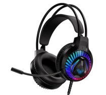 Aula S605 Skaņas-izolējošas Spēļu Austiņas 50mm draiveri 2m Vads 2x 3.5mm audio/mik. + USB RGB Led Melna (S605)