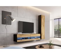 Cama living room cabinet set VIGO NEW 9 black/wotan oak (DA418E242188698EF58BC5323AC6AE2E4F39BF58)