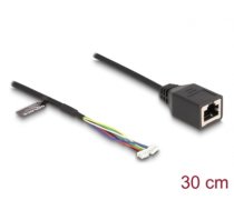 Delock Cable RJ45 jack to pin header female 1.25 mm 4 pin and pin header female 1.25 mm 6 pin Cat.5e 30 cm black (88007)