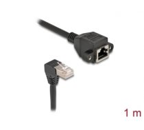 Delock Network Extension Cable S/FTP RJ45 plug 90° angled to RJ45 built-in jack Cat.6A 1 m black (80311)