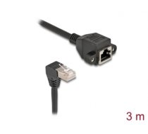 Delock Network Extension Cable S/FTP RJ45 plug 90° angled to RJ45 built-in jack Cat.6A 3 m black (80313)
