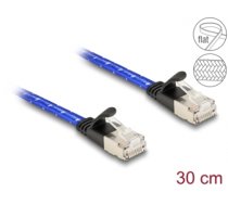 Delock RJ45 flat network cable with braided coating Cat.6A U/FTP 0.3 m blue (80381)