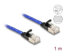 Delock RJ45 flat network cable with braided coating Cat.6A U/FTP 1 m blue (80383)