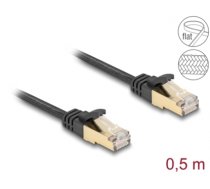 Delock RJ45 Flat Network Cable with braided jacket Cat.6A S/FTP plug to plug 0.5 m black (80324)
