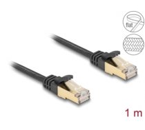 Delock RJ45 Flat Network Cable with braided jacket Cat.6A S/FTP plug to plug 1 m black (80325)