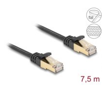 Delock RJ45 Flat Network Cable with braided jacket Cat.6A S/FTP plug to plug 7.5 m black (80329)