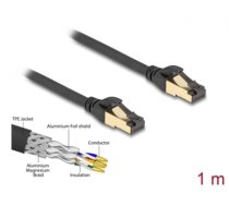 Delock RJ45 Network Cable Cat.6A male to male S/FTP black 1 m with Cat.7 raw cable suitable for industrial and outdoor use (80248)