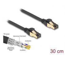 Delock RJ45 Network Cable Cat.6A male to male S/FTP black 30 cm with Cat.7 raw cable suitable for industrial and outdoor use (80246)