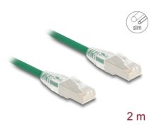 Delock RJ45 Network Cable Cat.6A plug to plug with curved latch U/FTP Slim 2 m green (80366)