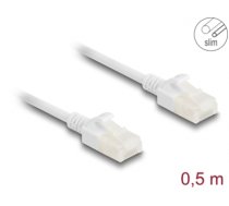 Delock RJ45 Network Cable Cat.6A plug to plug with robust latch for industrial use U/UTP Slim 0.5 m white (80358)