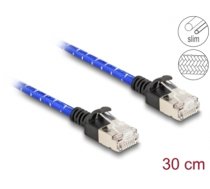 Delock RJ45 Network Cable with braided coating Cat.6A U/FTP Slim 0.3 m blue (80375)