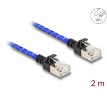 Delock RJ45 Network Cable with braided coating Cat.6A U/FTP Slim 2 m blue (80378)