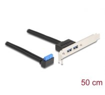 Delock Slot bracket 1 x USB 5 Gbps pin header female 90° angled to 2 x USB 5 Gbps Type-A female 50 cm (83015)